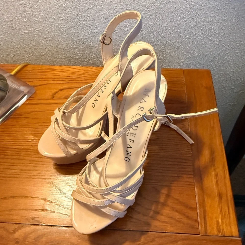 Marc Defang Tops Women's Nude Platforms size 8.5, pageant,
